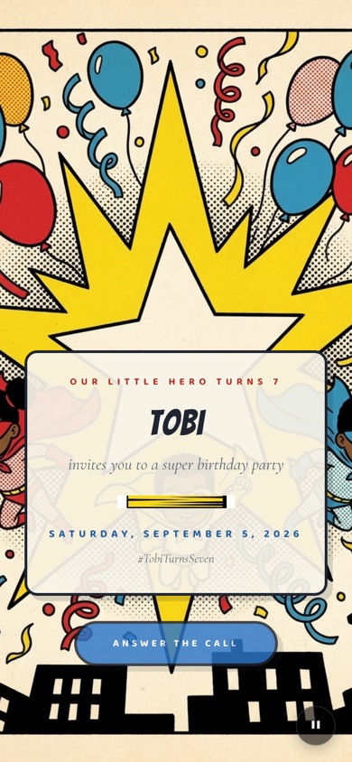 Kapow digital invitation design