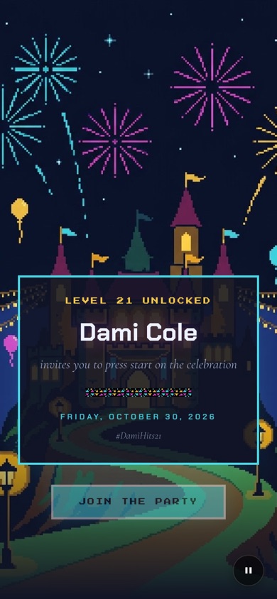 Level Up digital invitation design