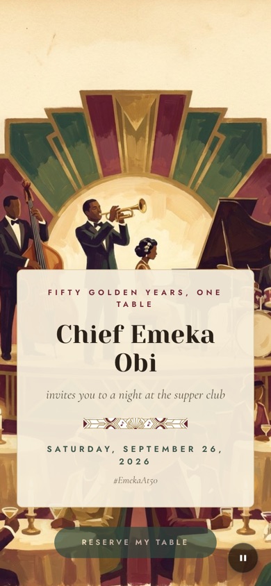 Supper Club digital invitation design